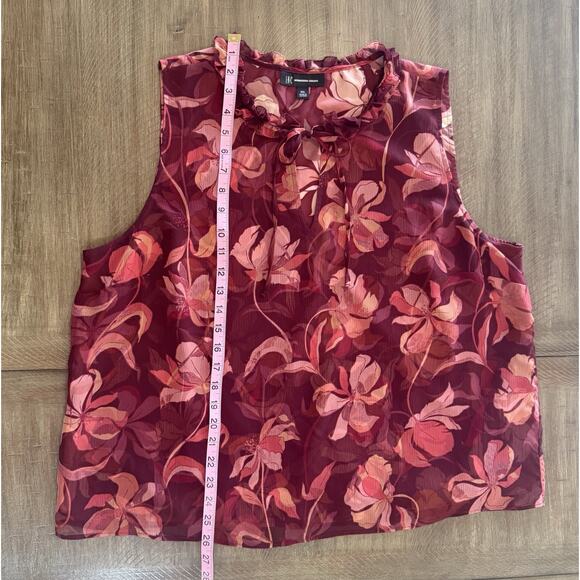 INC International Concepts Burgundy Floral Print Sleeveless Blouse Women’s XXL - Picture 8 of 13